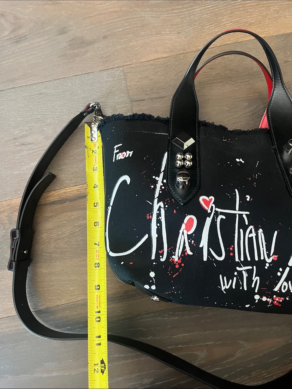 Christian Louboutin Black Mini Tote with Red Accents and Graffiti - Picture 6 of 7